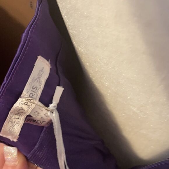 Lucy Paris Satin  Flower Dress Purple Size Large NWT - Picture 7 of 10